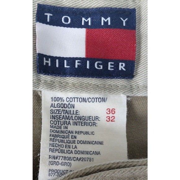 Vintage Tommy Hilfiger Men's‎ Brown Khaki Pleated Pants Cuffed Size 36x32 Preppy - Picture 4 of 5